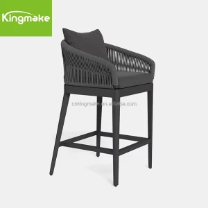 Black Outdoor Rattan Coffee Bar Furniture Hotel Stool Bar Chair Bar Stool