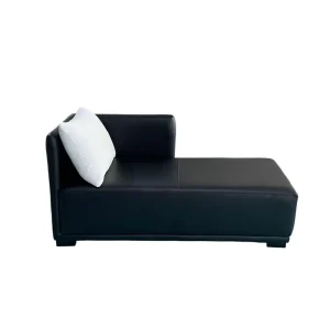 Black PU Leather Chaise Lounge Sofa Modern Single Recliner Daybed White Pillow Living Room Bedroom Apartment Mall Villa