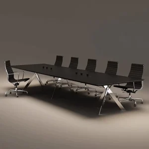 Black Samurai Bamboo Bar shaped Conference Table Modern Minimalist Design 16 20 People Meeting Office Desk Baked Enamel Finish