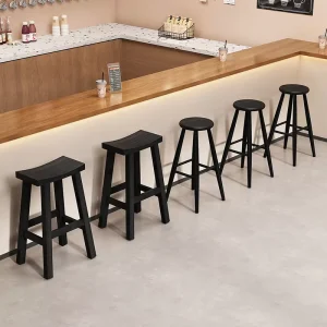 Black Solid Wood Bar Stool Simple High Chair for Home and Living Room Island Bar Chair
