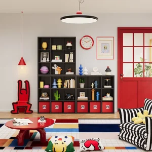 Black Steel Living Room Combination Cabinet Bedroom Modular TV Stand Multi function Grid Storage Cabinet