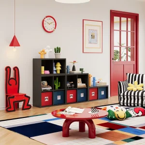 Black Steel Modular Living Room Storage Cabinet Bedroom Multi function TV Stand Combinable Grid Shelf