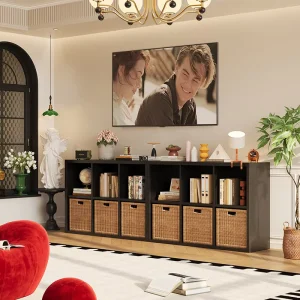 Black Steel Modular TV Cabinet With Free Combination Design for Flexible Living Room Layout