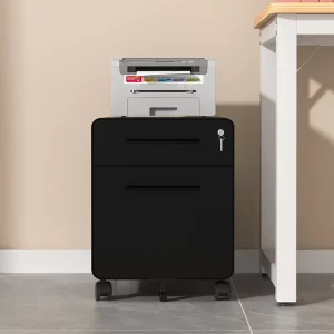 Black Steel Office Filing Cabinet Movable Filing Cabinet 2 drawer Lockable Storage Cabinet Layered Storage Cabinet Bedside Table