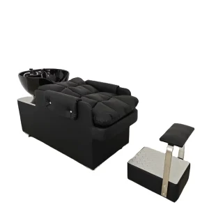 Black Synthetic Leather Waterproof Barber Chair Recliner Bed for Hair Salon Workshop Hospital School Commercial Use