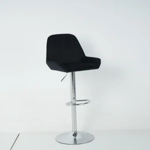 Black Velvet Modern Bar Chair with Gold Chrome Finish High Bar Stool for Hotel and Living Room Dining Furniture