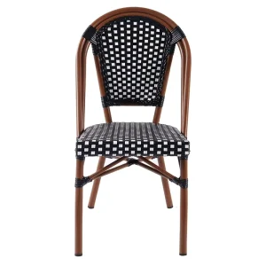 Black White French Style Parisian Modern Villa Aluminum Rattan Stackable Outdoor Garden Lounge Chair