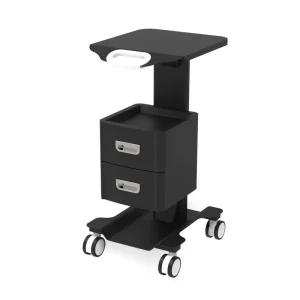 Black White Metal Iron Trolley for Beauty SPA Salon Facial Skincare Equipment Two Drawers Socket Hotel Hospital