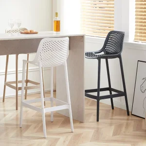 Black White PP Dining High Chairs Plastic Bar Stool Chair for Kitchen Restaurant Bistro Hotel Cafe