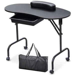 Black White Wood Nail Desk Table Portable Style Salon Furniture Desk of Nails for Beauty Salon