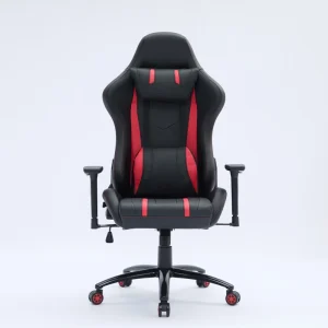 Black and Red PU Leather Computer Chair Adjustable High Back Pc Gaming Chair for Adults