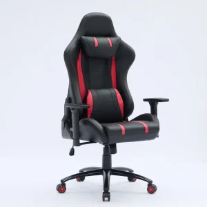 Black and Red PU Leather Computer Chair Adjustable High Back Pc Gaming Chair for Adults