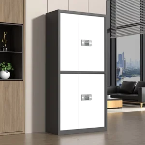 Black and White Security Cabinet Steel Data Locker Dual Control Lock Safe Confidential Government Documents File Cabinet 2 Door