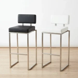 Black or White Leather Seat Stainless Steel Modern High Counter Bar Stool for Bar Hotel Home Outdoor Dining