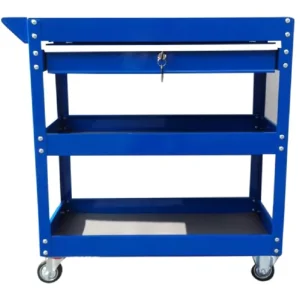 Blue 3 Layer Tool Cart Rolling Hand Tool Trolley with Wheels Suitable for Auto Repair Warehouses