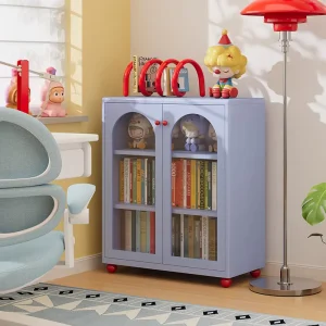 Blue Carbon Steel Modern Portable Bookshelf for Boy’s Room Apartment and Home Office Use