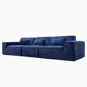 Blue Combination Compression Sofa for Apartment Living Room Furniture High Density Sponge 3 Seater Sofa Modular Couch Sets