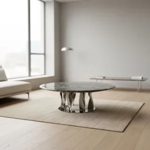 Blue Emerald Luxury Stone Coffee Table Round Marble Coffee Table Small Coffee Table for Light Luxury Living Room
