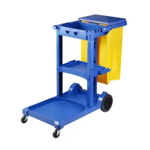 Blue Janitor Durable Waterproof Portable Plastic Multipurpose Trolley Black Hotel Room Car Cleaning Cart Stainless