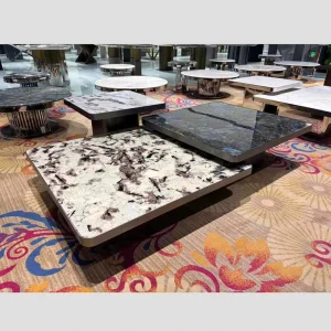 Blue Natural Luxury Stone Square Coffee Table Marble Modern Living Room Home Use