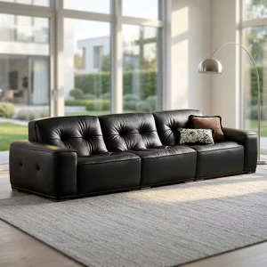 Bluebow Genuine Leather Cream Style 3 Seat Sofa Set for Living Room and Hotel Use