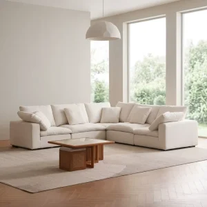 Boneless L-Shaped Sectional Sofa in a Box with Modern Design for Apartment Villa