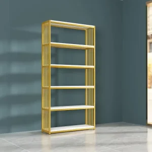 Book Display Racks Stainless Steel Bookshelf Living Room Shelves Gold Bookcase
