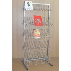 Book Shop Retail Fixture Floor Stand Adjustable Slanted Iron Rod Shelving Magazines Exhibition Wire Shelf Display Rack