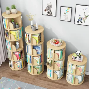 Book Store Room Furniture Solid Wood Rotating Bookshelf Bookcases Wooden Library Bookcase Kid Bookshelf