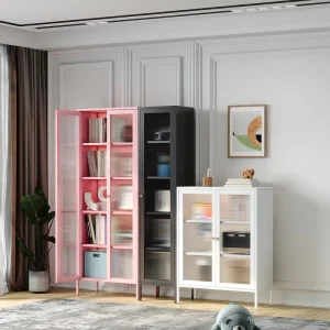 Bookcase Made of Steel Environmentally Friendly Metal for Household Use 3C Tempered Glass Door Bookshelf 1950 High