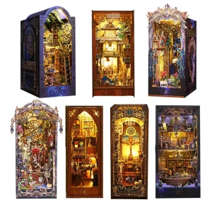 Booknook Custom 3D Wooden Puzzle Diy Book Nook Kit Assembly Nook Book Wooden Dollhouse Miniature With LED Light