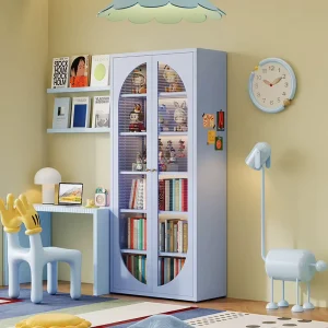Books and Toys with Steel Bookshelf Children’s Playroom with Door Metal Bookcase