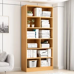 Bookshelf Modern Minimalist Home Use Floor Standing Wall Adjacent Multi Compartment Storage Display Cabinet Self Assembly