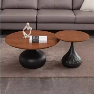 Boreal style Solid Wood Coffee Table for Living Room Simple Modern Round Coffee Table