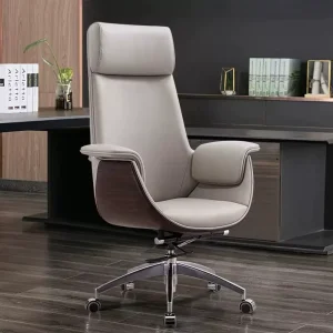 Boss Office Chair Leather Minimalist Design Lifting Swivel Reclining Adjustable Backrest Fixed Headrest Computer Chair Manager