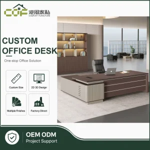 Boss’s Office CEO Executive L Shaped Sit Stand Desk Bookshelf Storage Drawers Modern Wooden Design Easy Assembly Eco Friendly