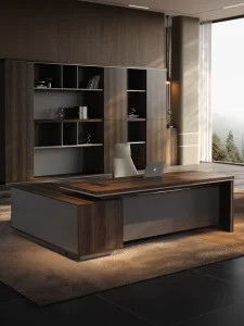 Boss’s Office Desk Chair Combination Modern Luxury Modular MDF Desk with File Drawer for Supervisor Manager