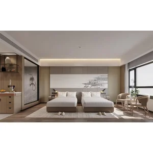Boutique Hotel Furniture Queen Size Hotel Bed Easy Installation Modern Wooden Hotel Bedroom Set for Apartment
