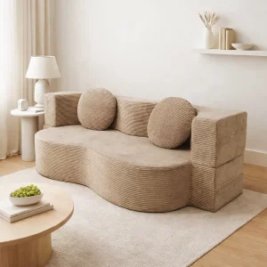 Box-delivered Extendable Upholstered Settee Lounge for Villa Warehouse Basement Use Reduce Container Loading Space Home