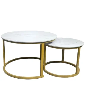 Brand New Office Home Living Room Furniture Luxury Nesting Coffee Table Set of 2 Round Coffee Tables