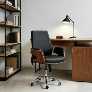 Breathable Leather Modern Office Chair Adjustable Armrests Ergonomic Design for Home Office Hotel Use Long Working Hours Comfort