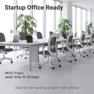 Breathable Mesh Ergonomic Office Chair with Adjustable Height and Fixed Armrests Modern Design for Startup Workspaces
