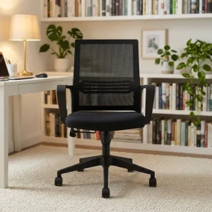 Breathable Perforated Office Chair Ergonomic Mid-Back Swivel Chair for All-Day Work