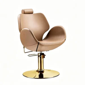 Brown Adjustable and Reclining Hair Salon Chair for Haircuts and Styling in Barber Shops