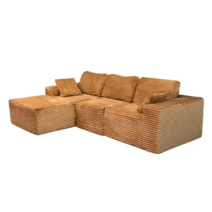 Brown Cloud Sectional Sofa Boneless L Shape Couch with Chaise Modern Minimalist Modular Couch for Living Room