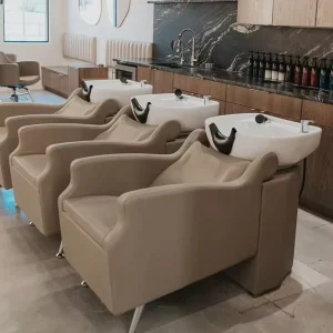 Brown Hairdressing Shampoo Bowl Chair Beauty Salon Studio Shampoo Chair Hair Spa Backwash Unit with Massage