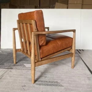 Brown Modern Solid Synthetic Leather Leisure Living Room Chair with Removable Cover for Apartment Hotel Mall Use