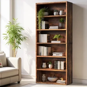Brown Standing Wooden Bookshelves Stylish Living Room Furniture