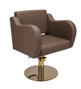 Brown Synthetic Leather 360 Rotation Hydraulic Pump Modern Hair Cutting Styling Chair Commercial Heavy Duty Barber Chair OEM