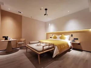 Built in Customized Modern Hotel Bedroom Furniture Melamine HPL Material 3 Year Warranty for Apartment Use